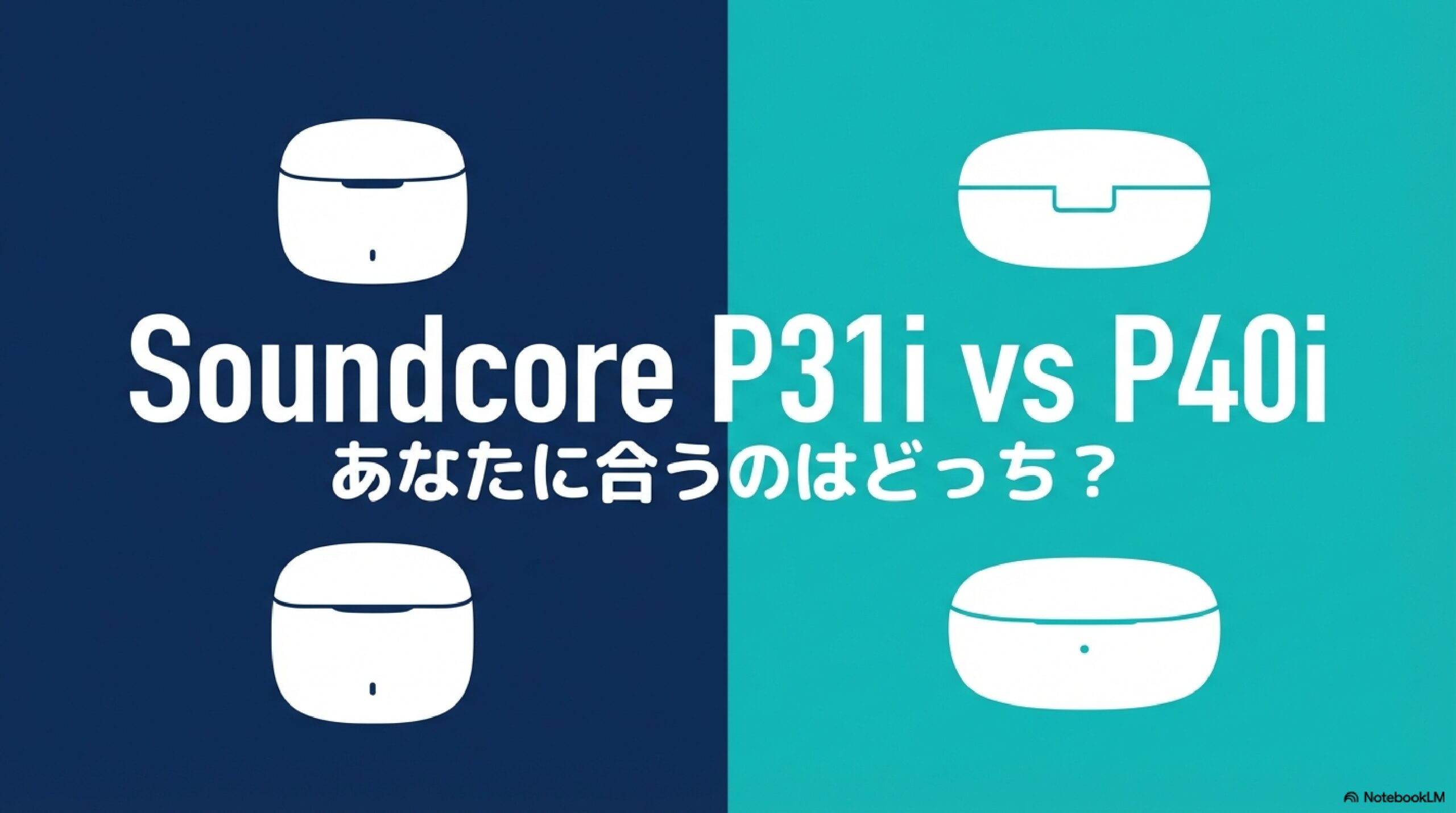 Anker Soundcore P31iとP40iの充電ケースの外観比較画